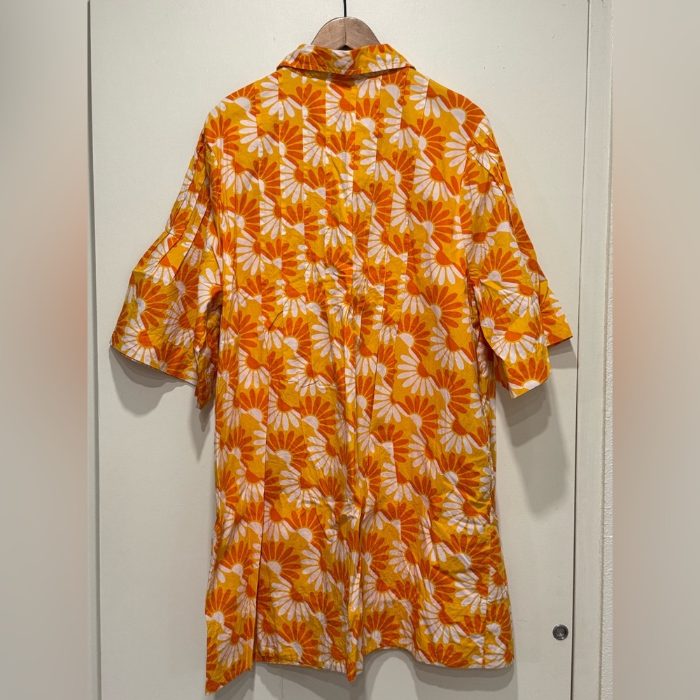 Anthropologie Orange & White Floral Button-Up Dress - Picture 2 of 7
